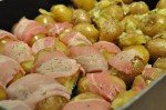 Små frække kartofler med bacon, hvidløg og timian