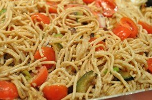 Pasta med squash og kylling gratineret i ovn