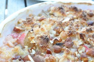 Glutenfri rabarbercrumble - rabarbertærte med mandelmel