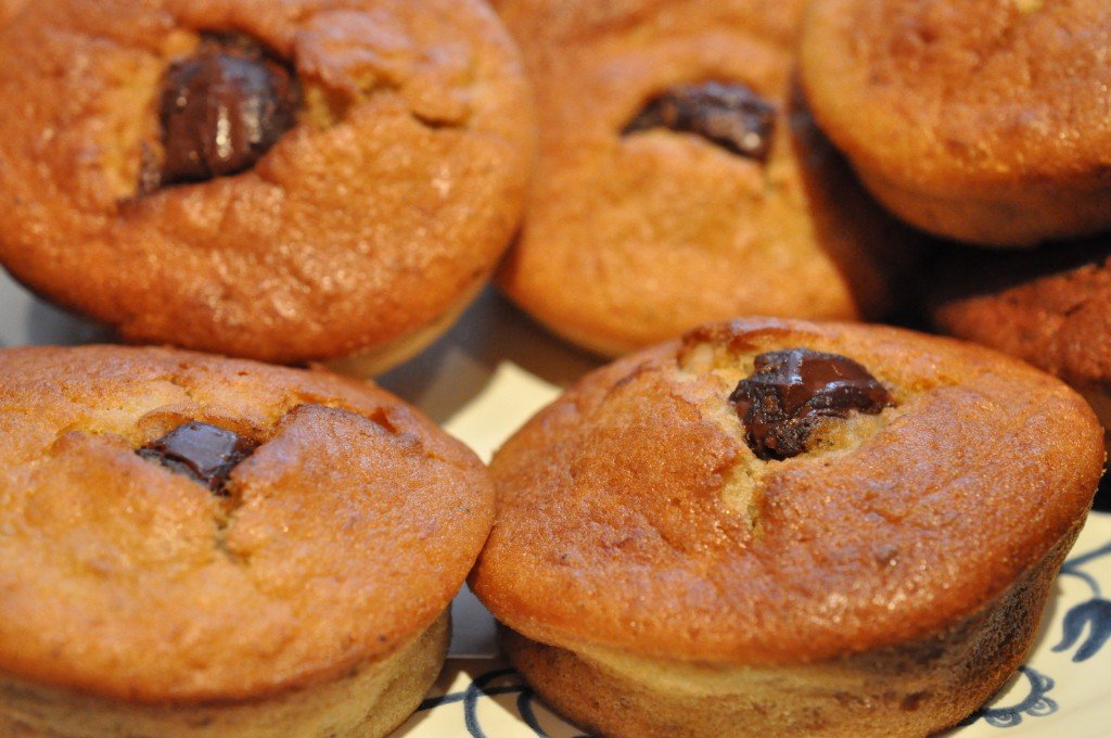 Fedtfattige bananmuffins med chokolade