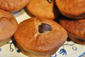 Fedtfattige bananmuffins med chokolade