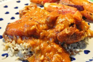 Paprika koteletter i stegeso - med flødesovs