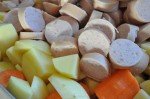 Pølsemix i ovn opskrift m. sesam & gulerødder