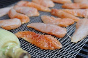 Marineret kyllingefilet og søde majs på grillen