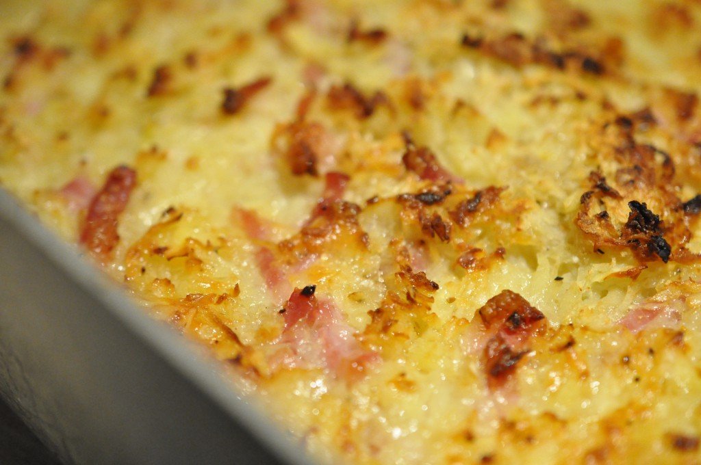 Kartoffelgratin med bacon og ost