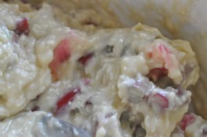 Rabarberkage med kokos og marcipan - nem