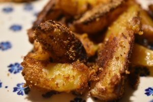 Sprød paprika kylling med rasp og sprøde pommes frites