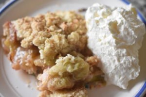 Rabarbercrumble med kokos og havregryn