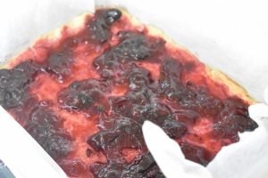 Kakaosnitter med kokos og syltetøj og opskrift