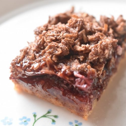 Kakaosnitter med kokos og syltetøj og opskrift
