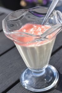 Koldskåls panna cotta med rabarber - opskrift 