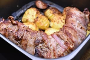 Mørbrad i airfryer - svinemørbrad med bacon