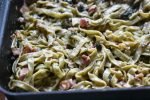 Pasta med spinat fløde & bacon - nem pastaret