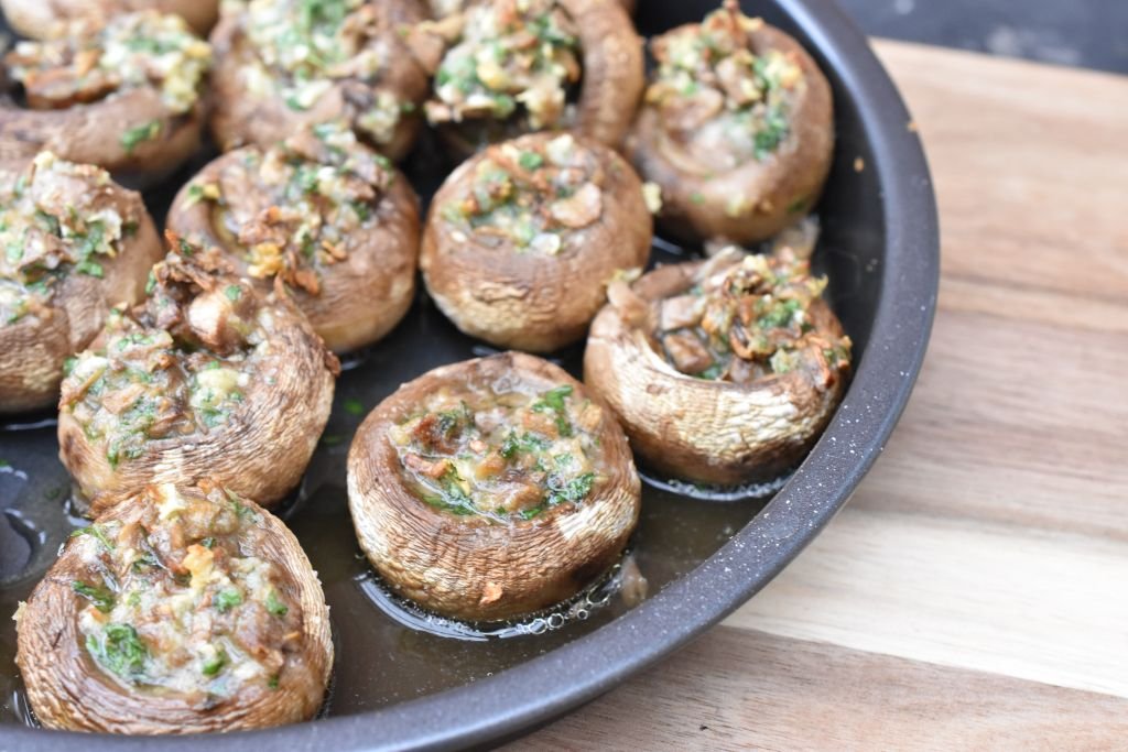 Champignon i airfryer med hvidløgssmør