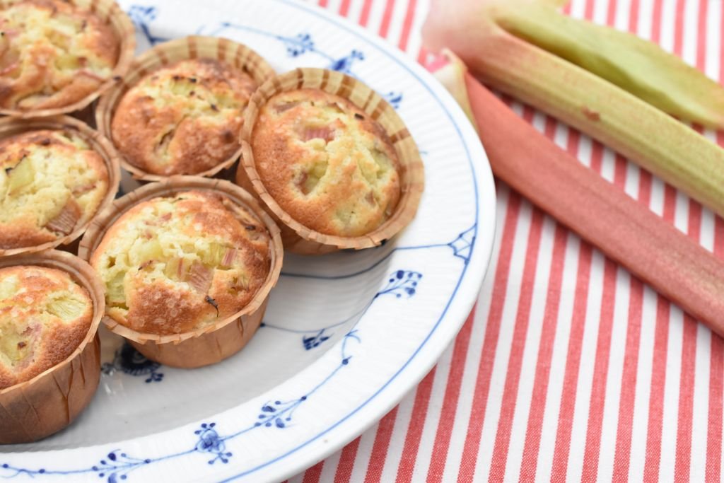 Mazarinmuffins med rabarber - opskrift