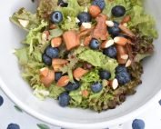 Salat med blåbær, rabarber og dressing - opskrift